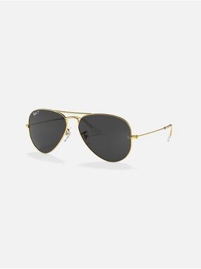 Ray-Ban Gold Frame Aviator Sunglasses with Black Lenses